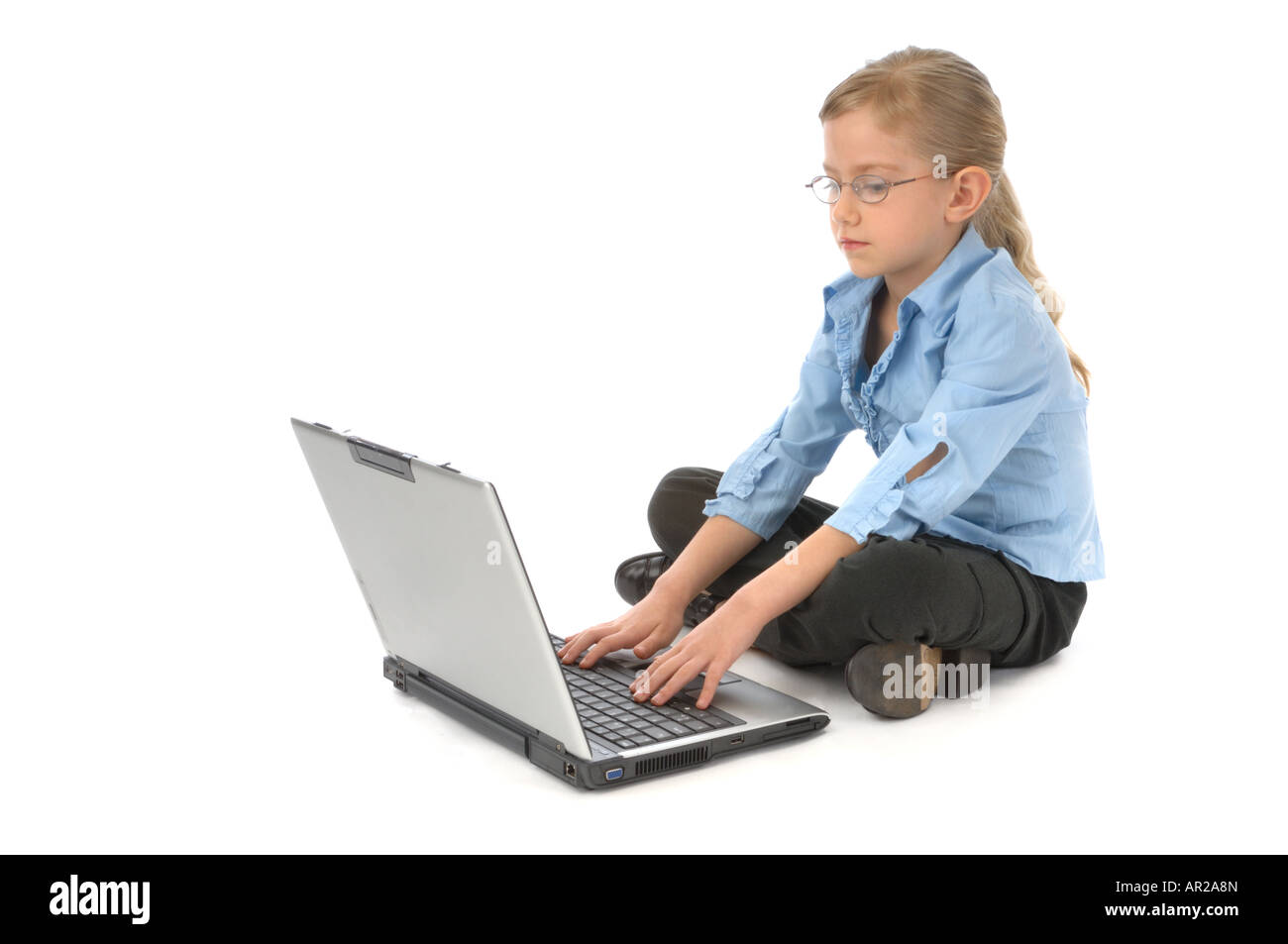 young professionnal girl with glasses work at computer Stock Photo Alamy