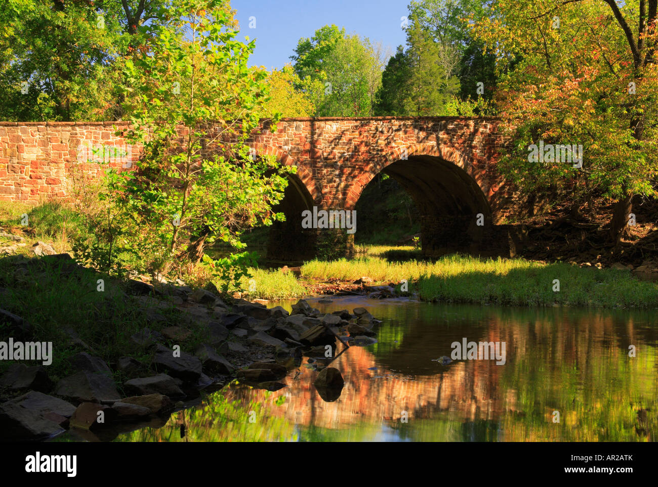 Stone Bridge over Bull Run, Manassas National Battlefield Park, Manassas, Virginia, USA Stock