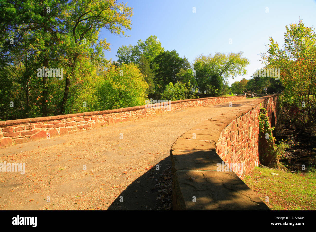 Stone Bridge over Bull Run, Manassas National Battlefield Park, Manassas, Virginia, USA Stock