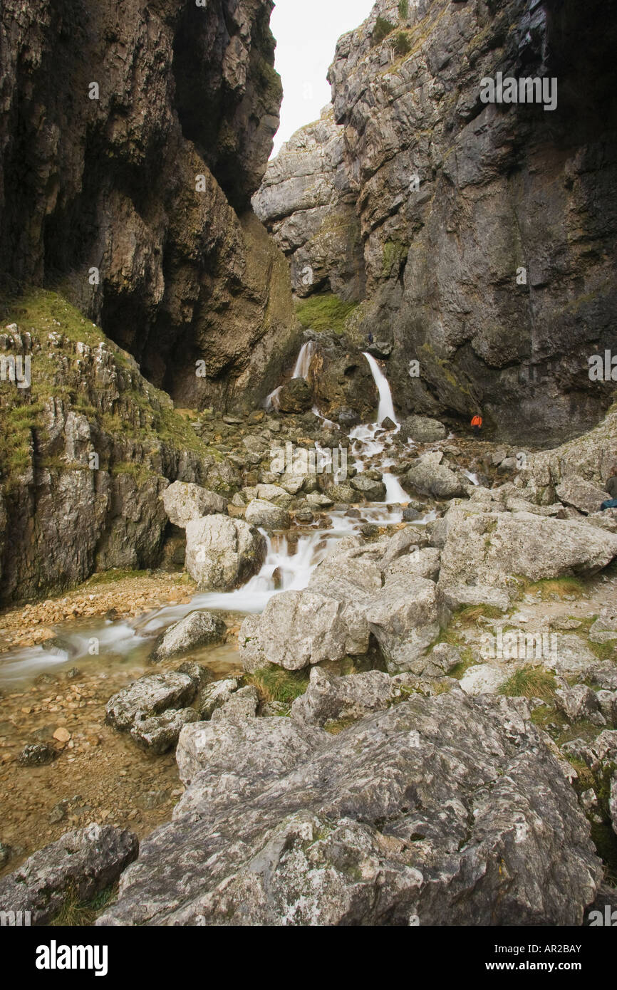 Waterfall at Gordale Scar Yorkshire Dales National Park North Yorkshire Stock Photo