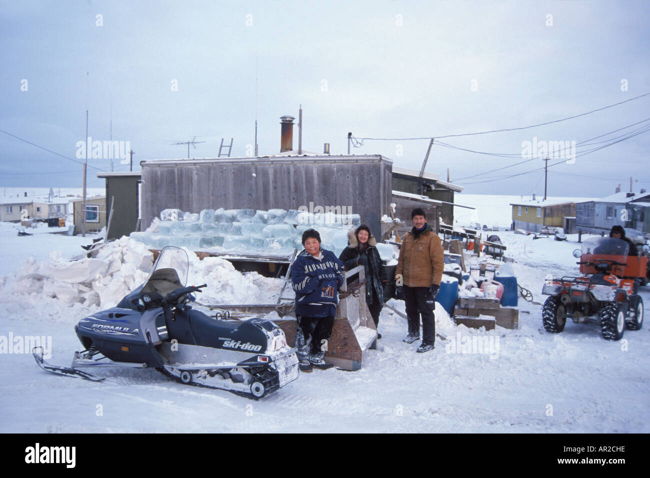 local Inupiat family in the native village of Kaktovik Barter Island The traditional way of