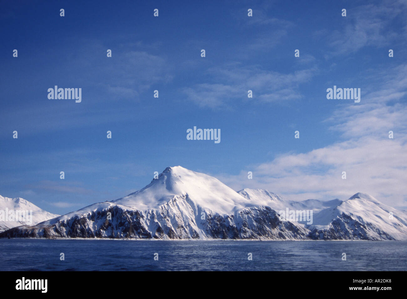 Aleutian islands in March outside Dutch Harbor Unalaska Stock Photo