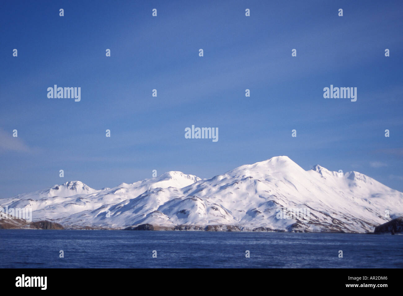 Aleutian islands in March outside Dutch Harbor Unalaska Stock Photo