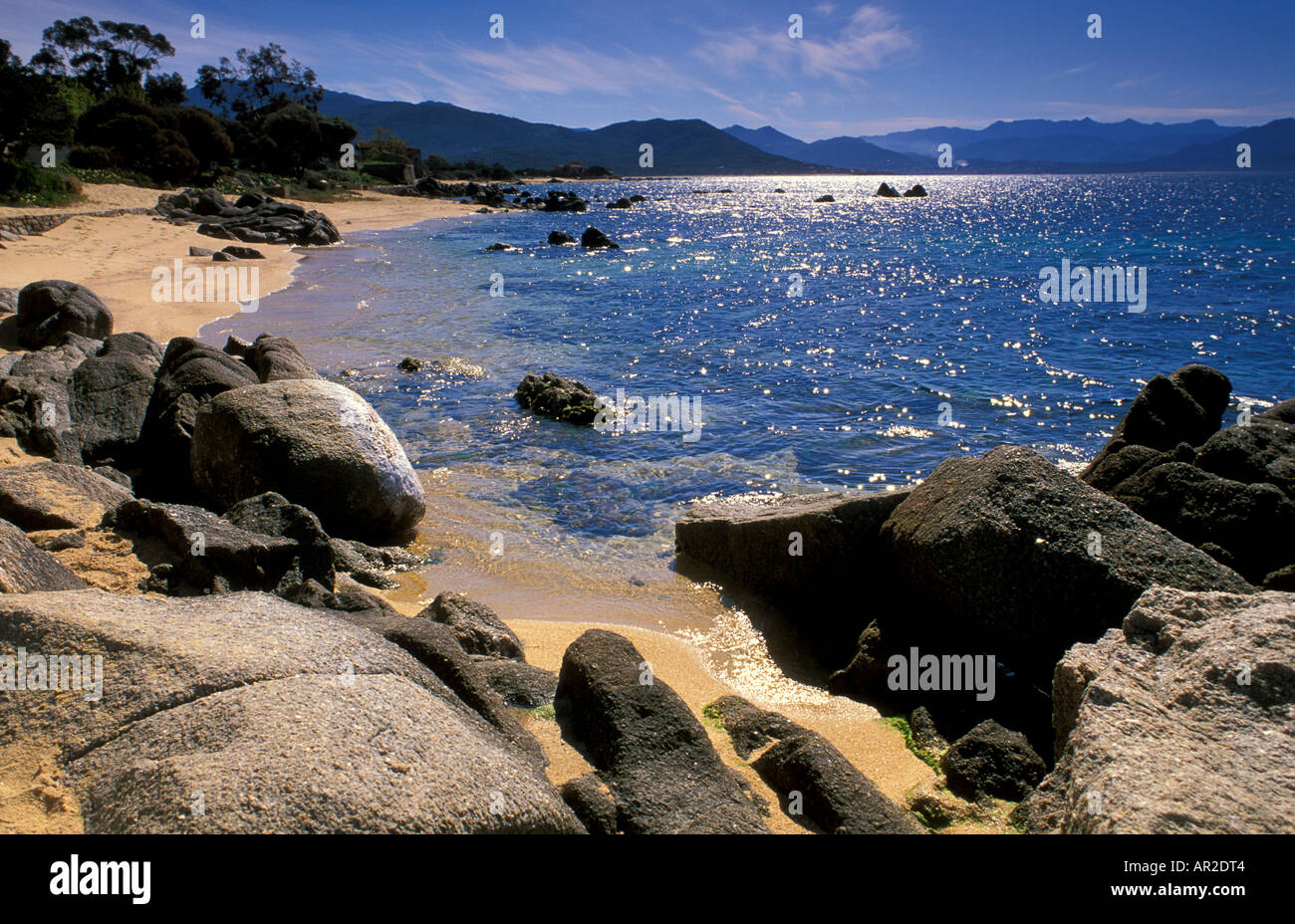 Beach of Porto Pollo, Golf from Valinco, Corsica, France Stock Photo
