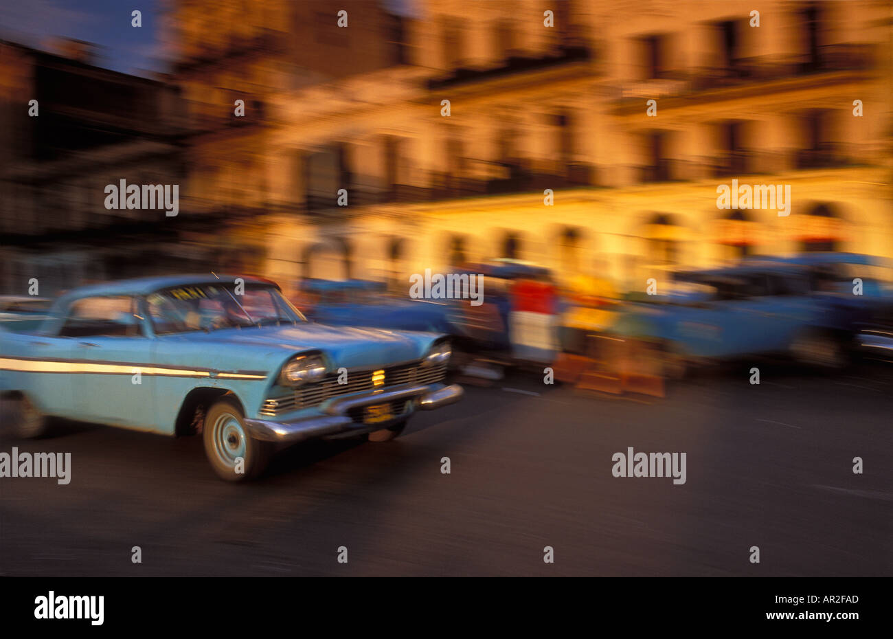 Old Cars Motion Havana Cuba Stock Photo