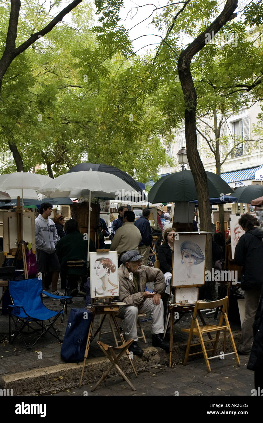 art market on Montmartre, France, Paris Stock Photo