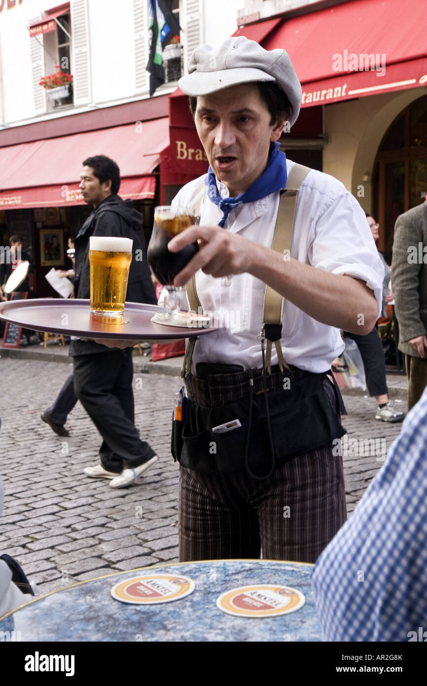 waiter on Montmartre, France, Paris Stock Photo