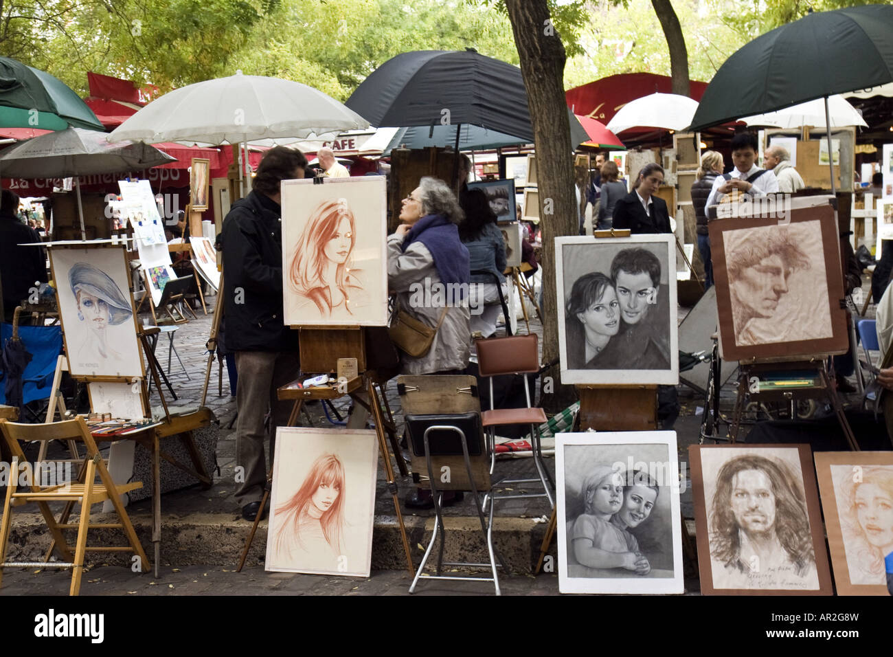 art market on Montmartre, France, Paris Stock Photo