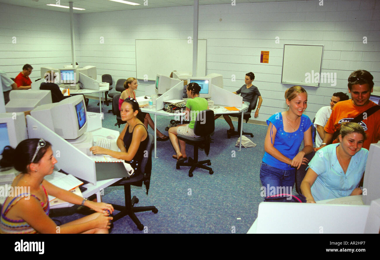 Students, Computer, James Cook University, Townsville Queensland, Australia Stock Photo