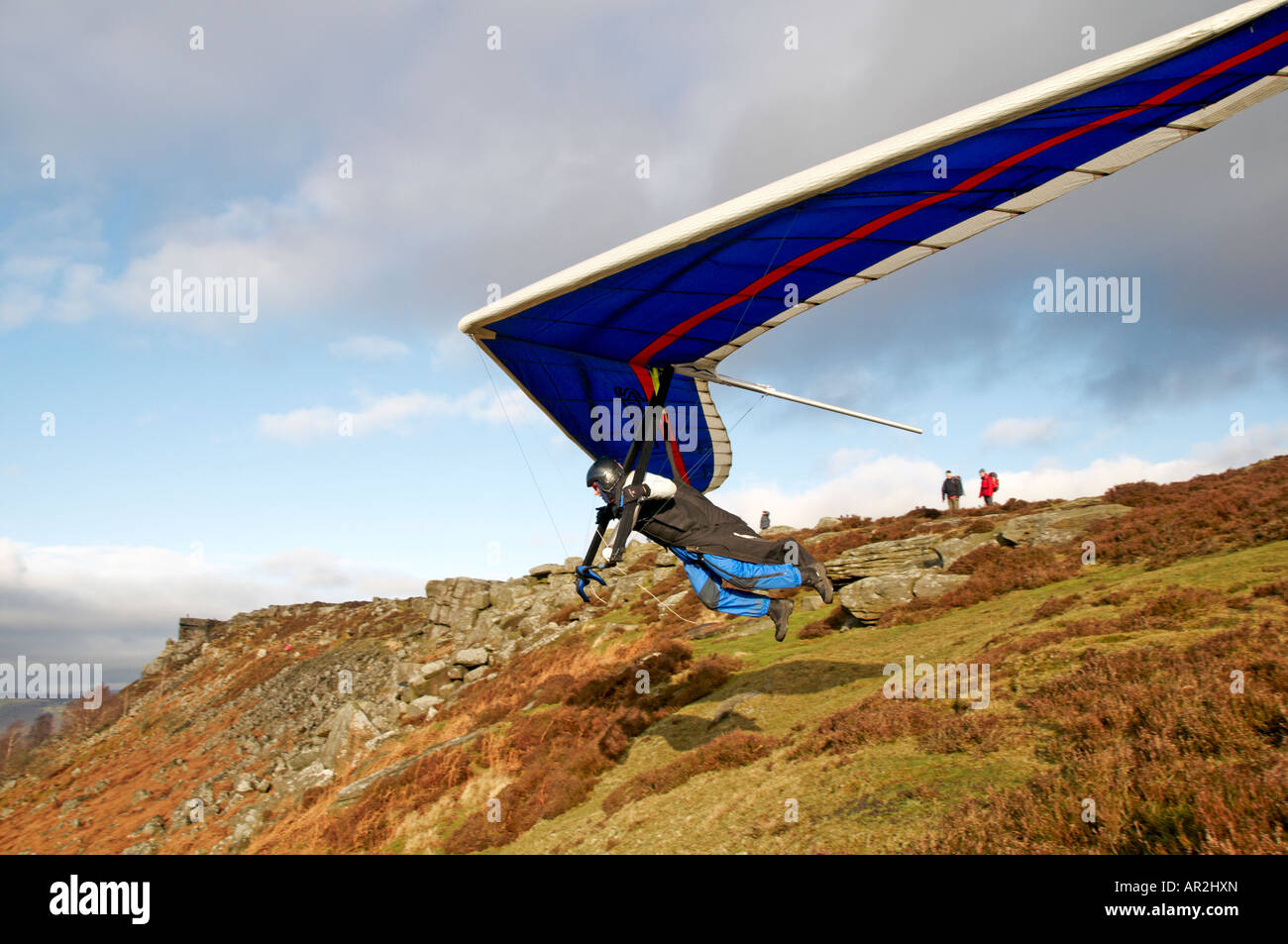 Hang Glider about to take off in the Peak District National Park