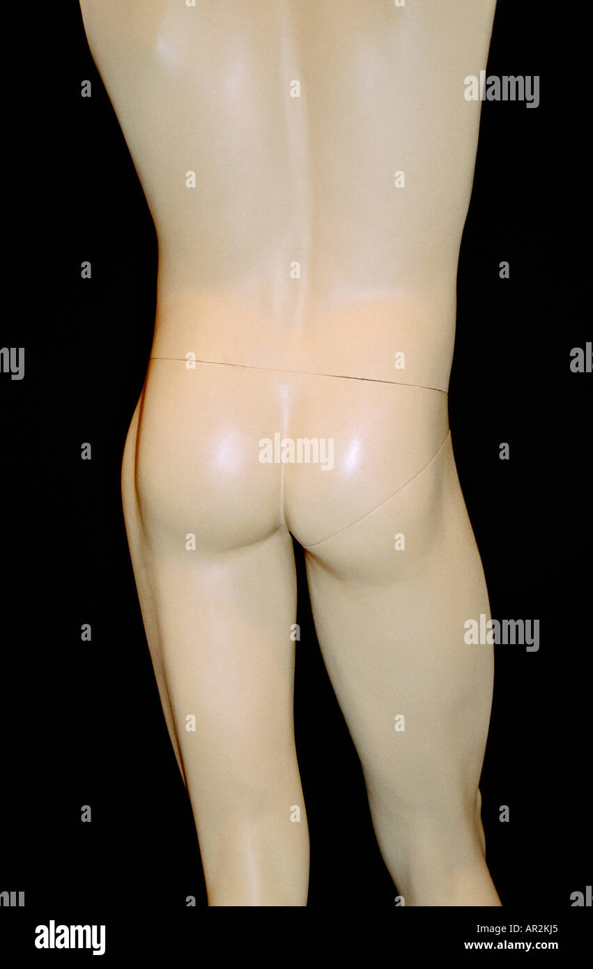 Rear view of naked male mannequin Stock Photo