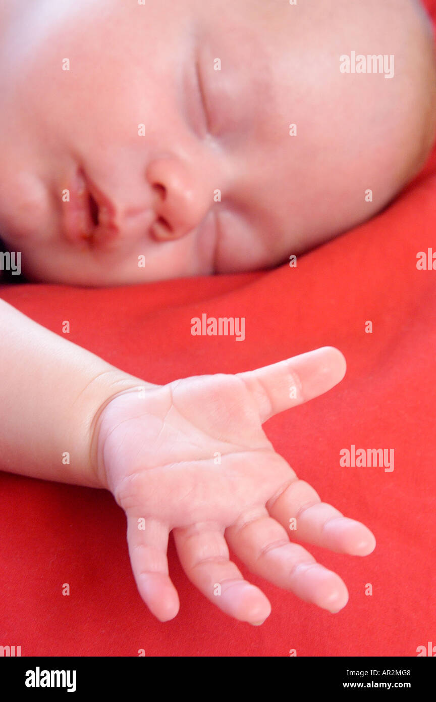 Baby boy sleeping on cushion Stock Photo Alamy