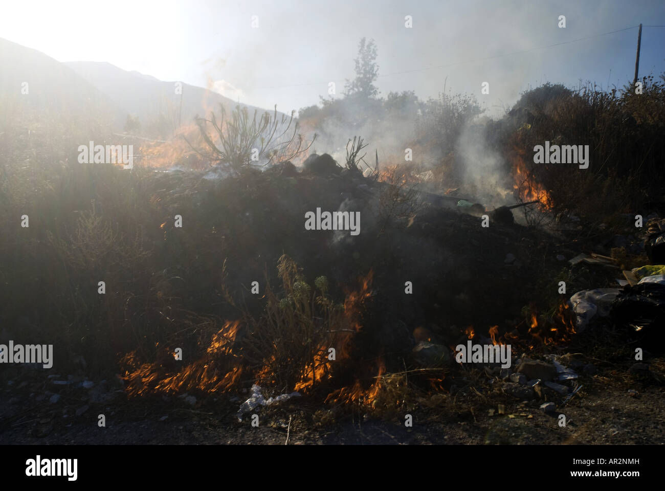 Burning dump during forest fires hires stock photography and images