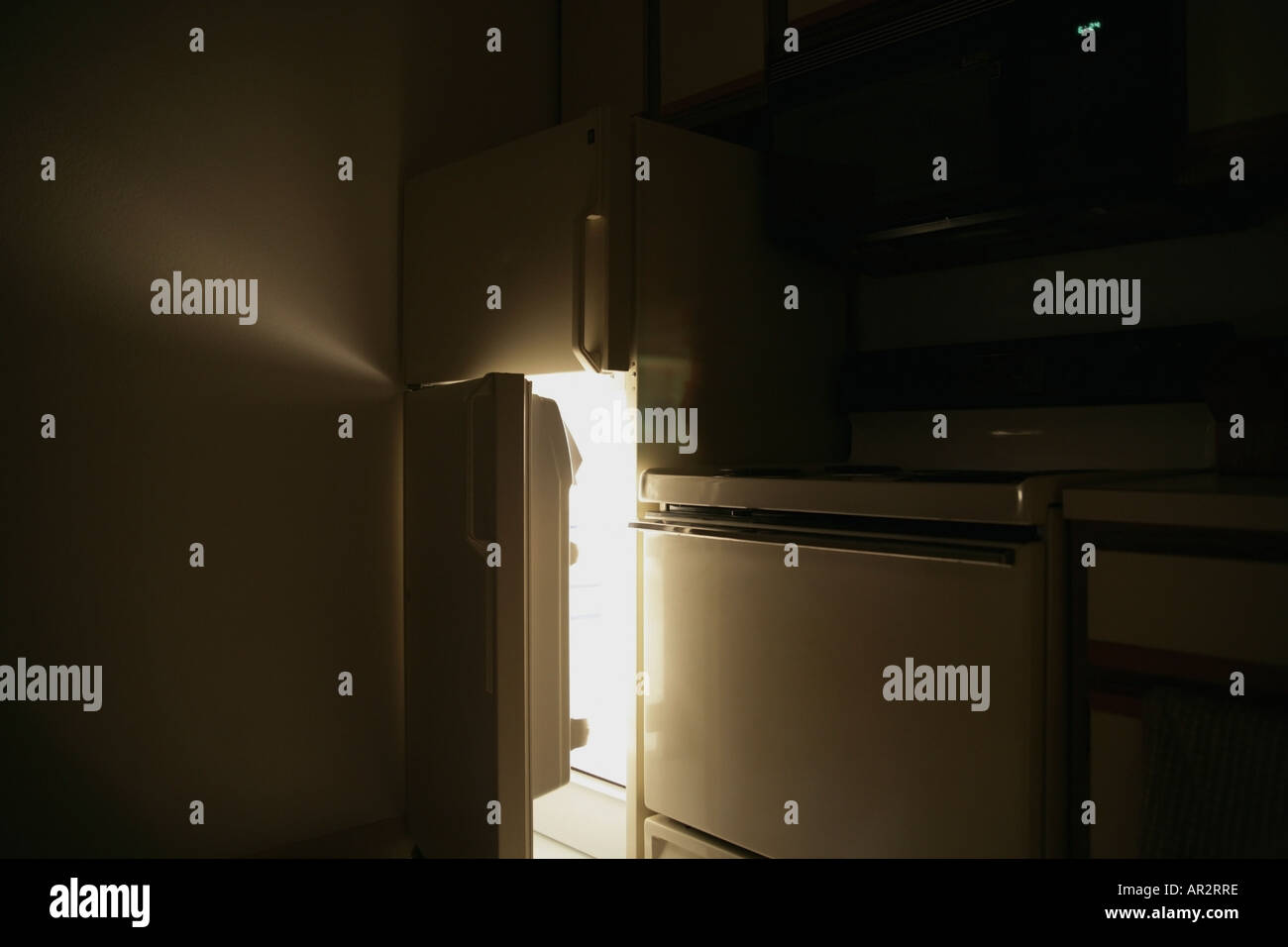 Refrigerator Door Open At Night Stock Photo 9097149 Alamy