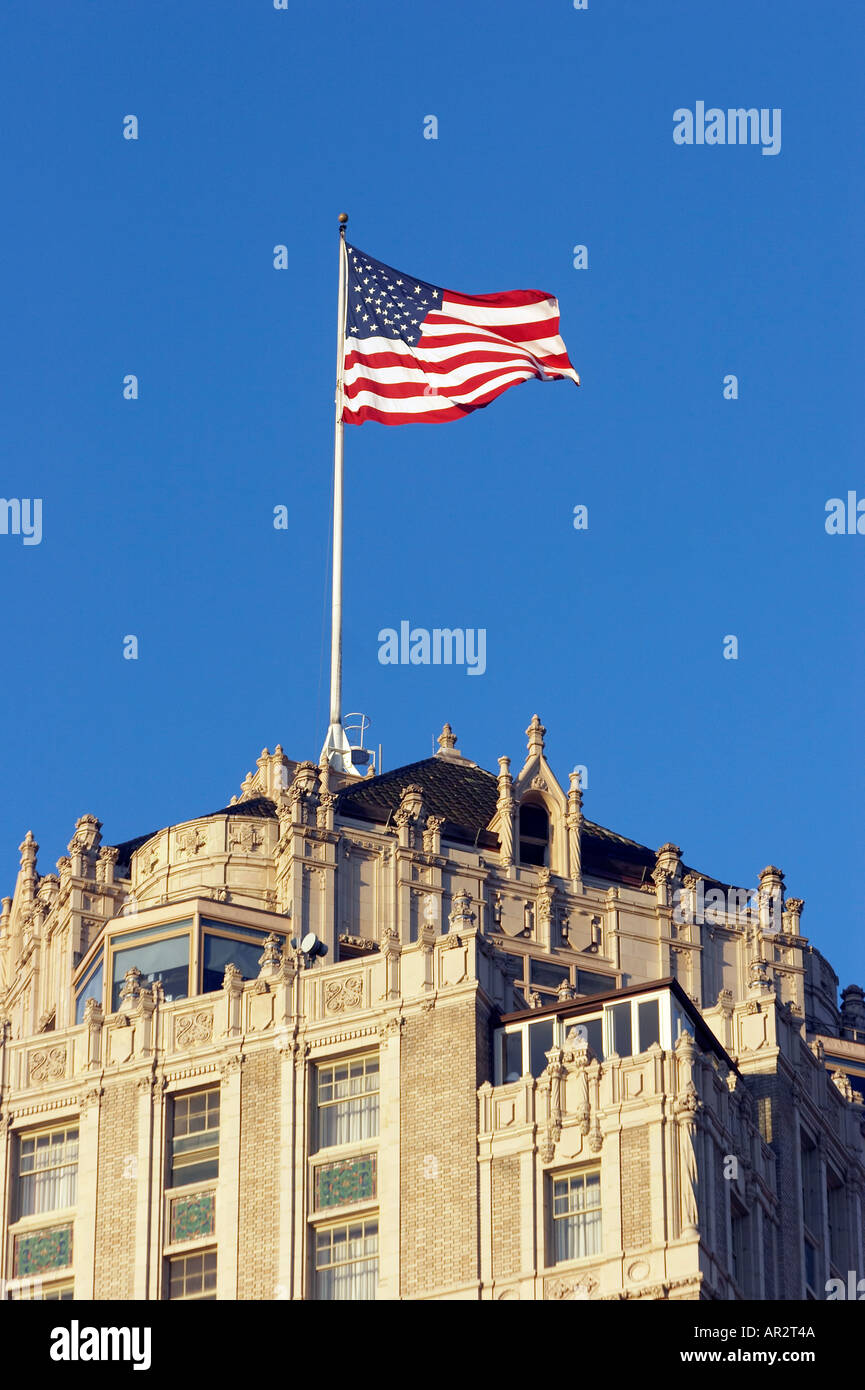 American Flag on building Nob Hill San francisco California USA Stock ...