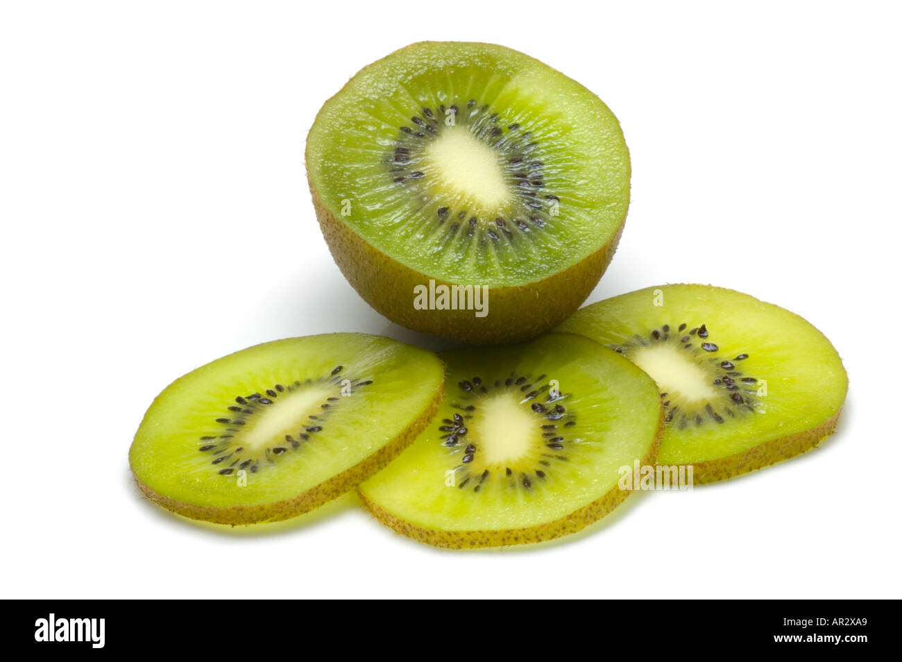 Kiwi Fruit cut out against a white background Stock Photo