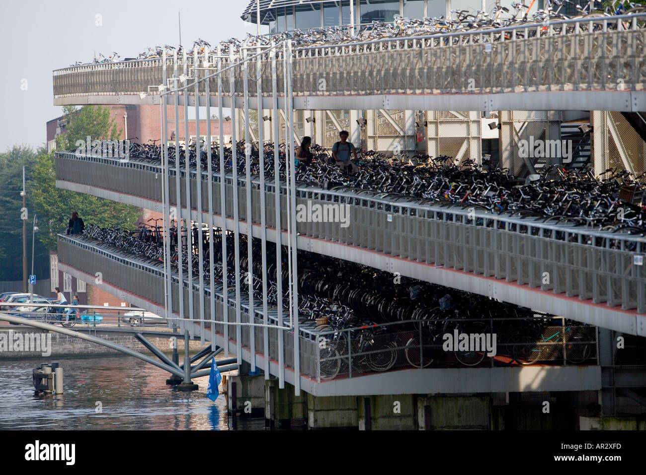 HOLLAND AMSTERDAM MULTI STOREY BIKE PARK NEAR THE CENTRAL RAILWAY Stock