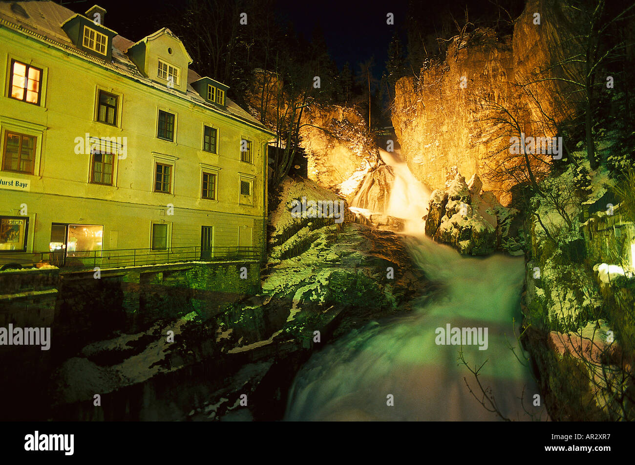 Waterfall at nicght, Bad Gastein, Salzburger Land, Austria Stock Photo ...