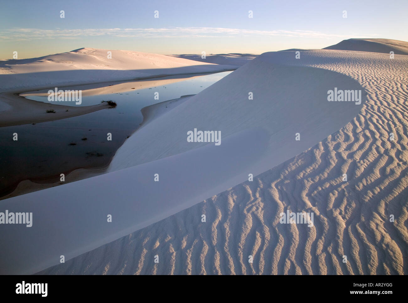 Gypsum sand dunes, White Sands National Monument, New Mexico USA Stock Photo