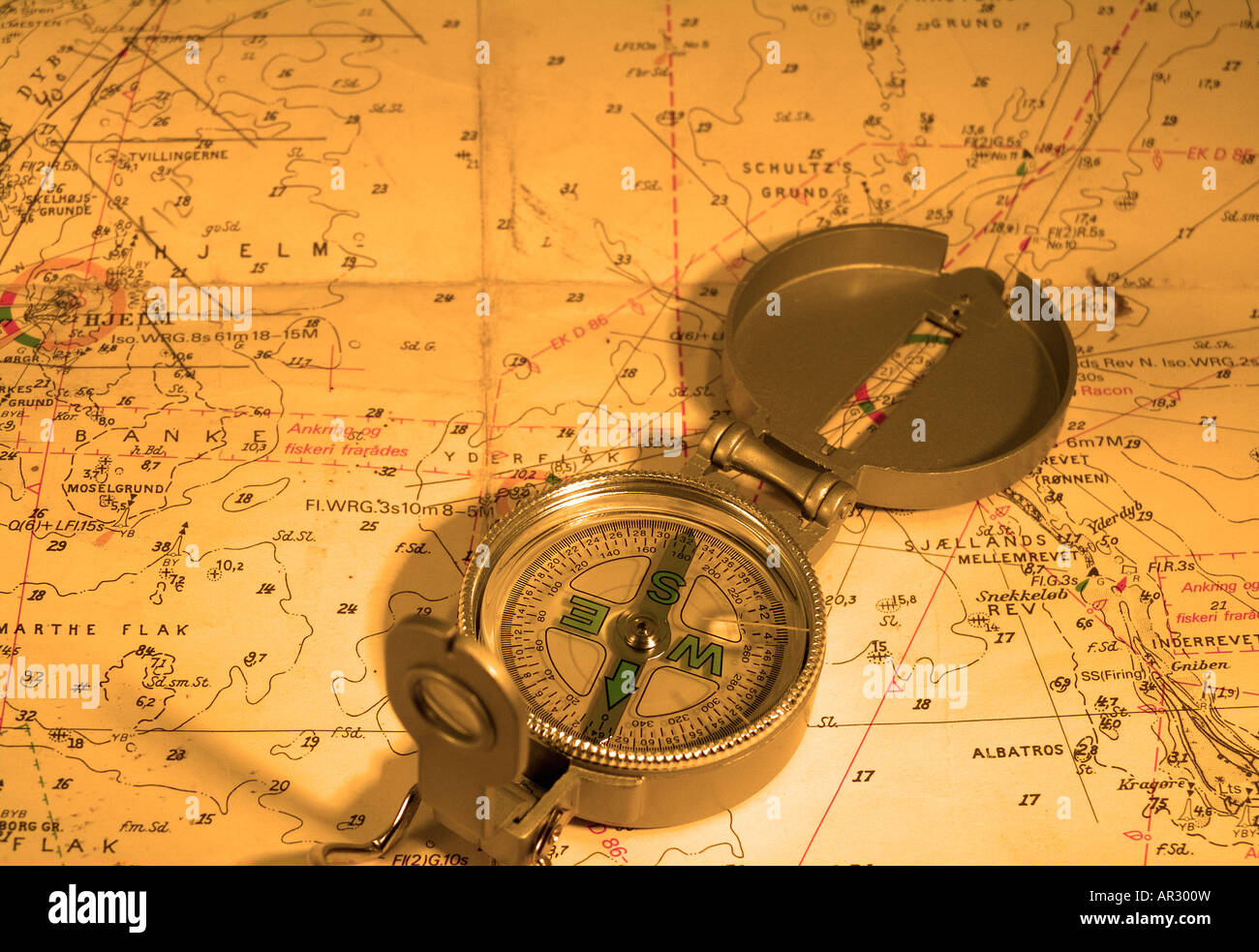 Compas nautical map Both navigational tools Stock Photo Alamy