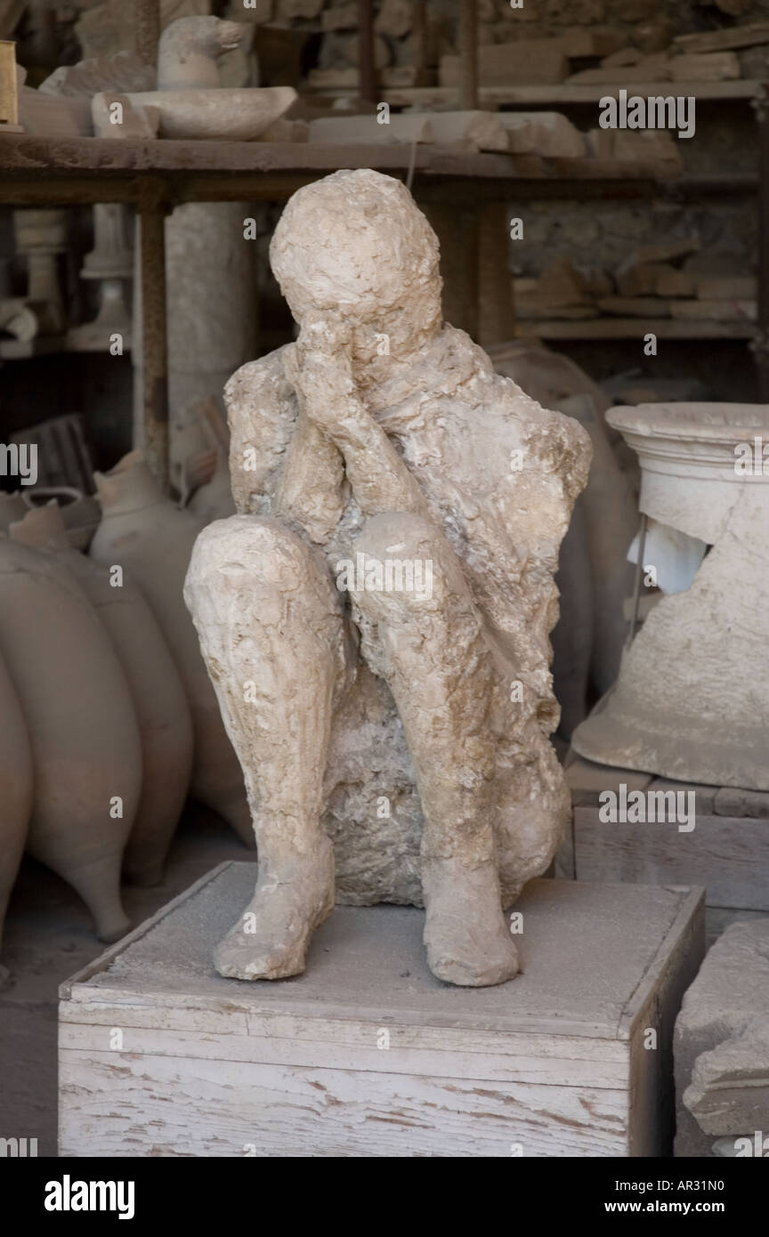 Plaster cast of victim at Pompeii Italy Stock Photo