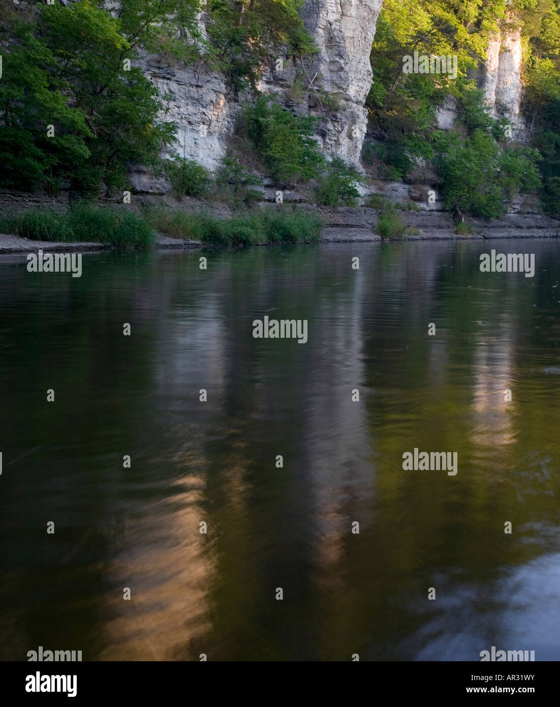limestone bluffs along the Upper Iowa River, Winneshiek County, Iowa USA Stock Photo