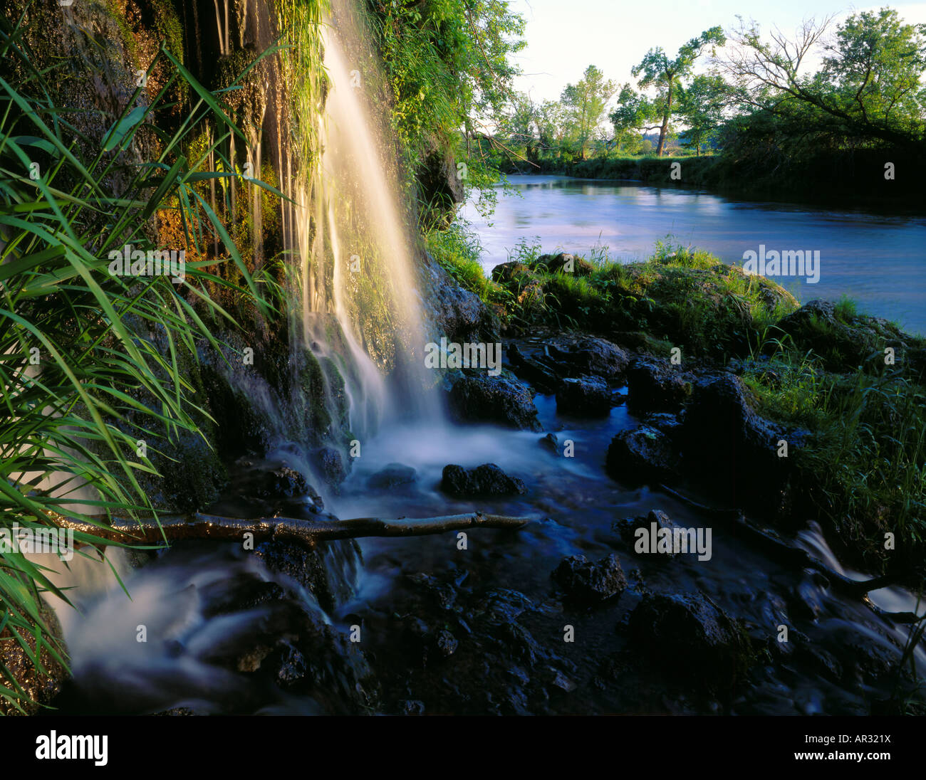 Malanaphy Springs at it flows into the Upper Iowa River, Malanaphy