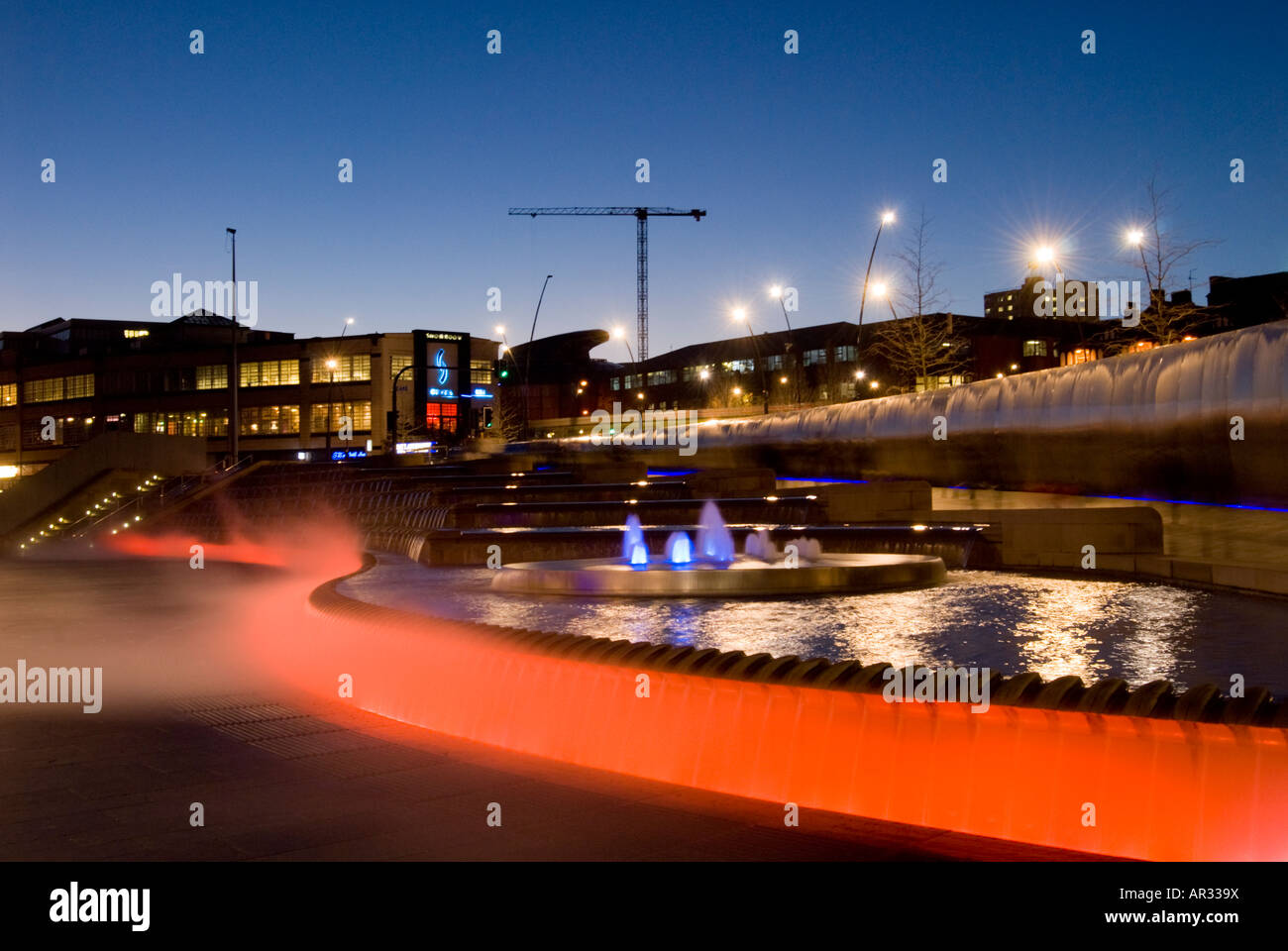 Water Feature Outside Rail Station Sheffield UK Stock Photo