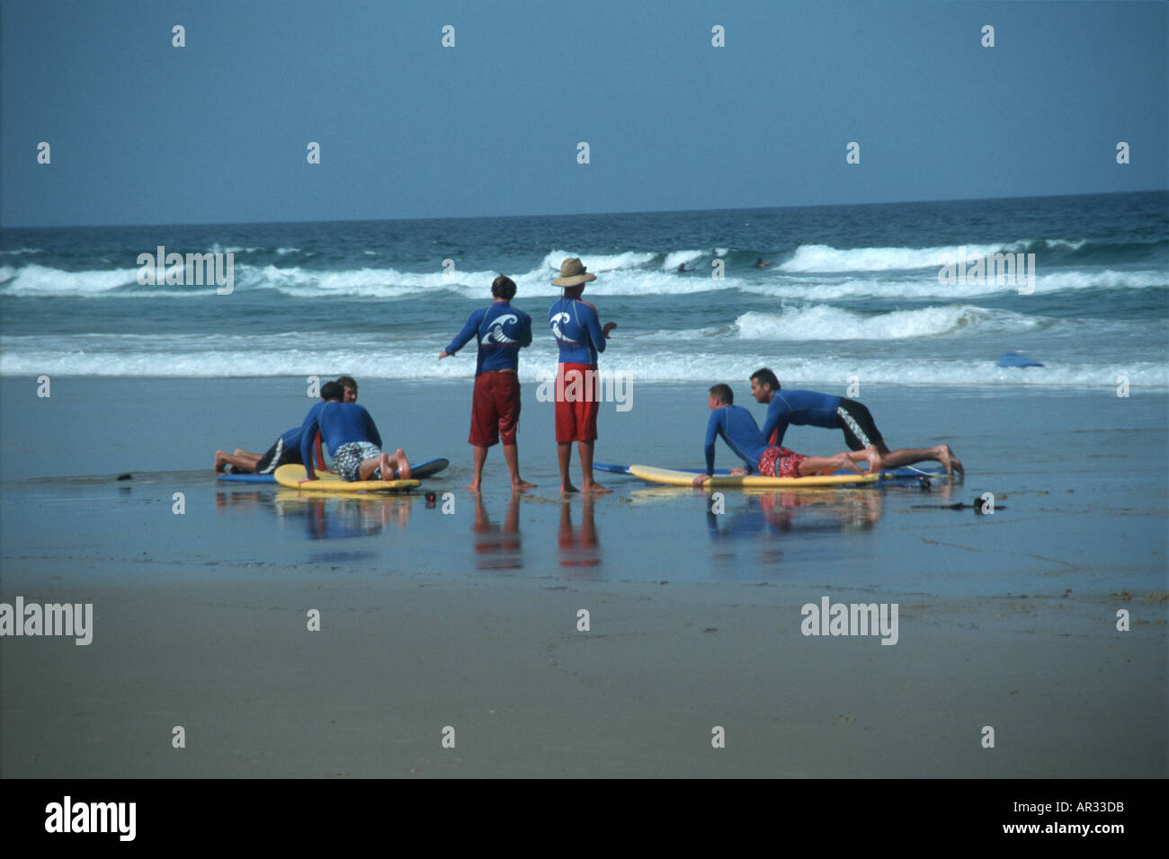 Surfboard lessons on the Gold Coast in Australia Stock Photo Alamy
