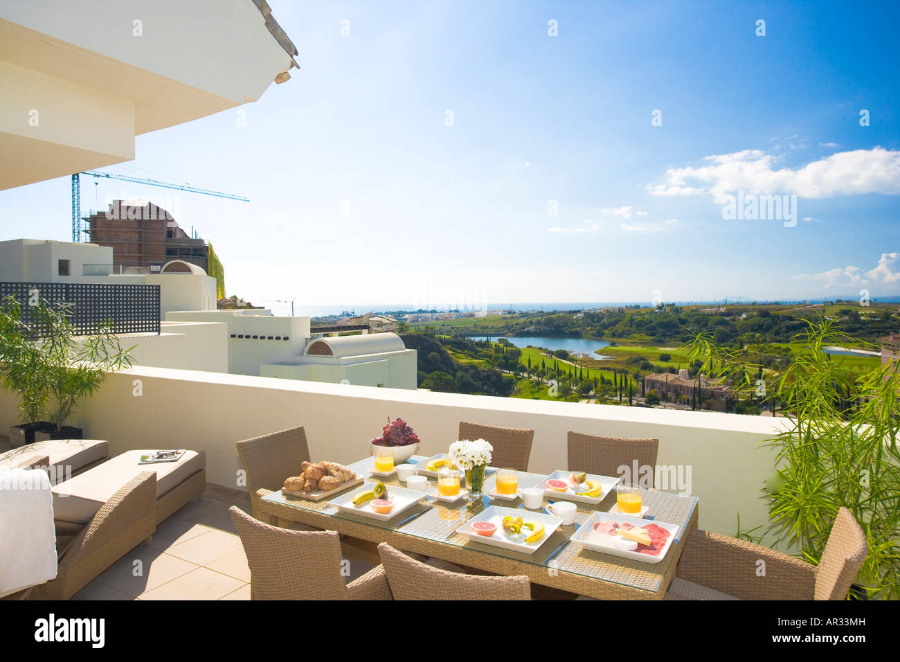 Image showcasing Spain, balcony of apartment over looking golf course and sea with ...