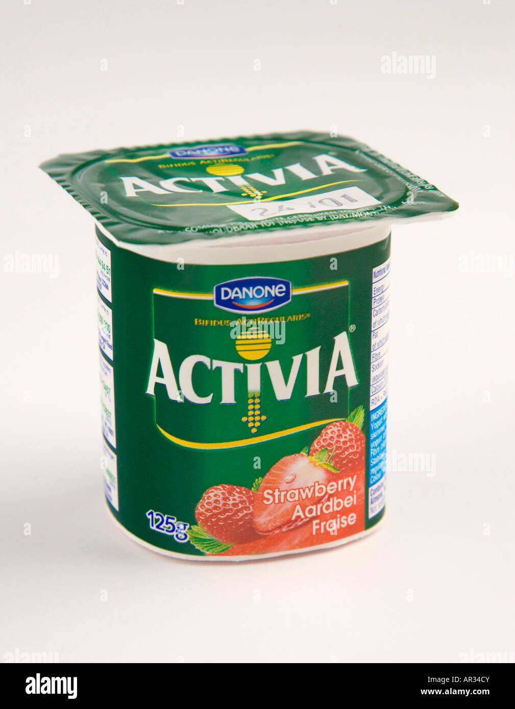 pot of strawberry flavoured Danone Activia yoghurt Stock Photo Alamy