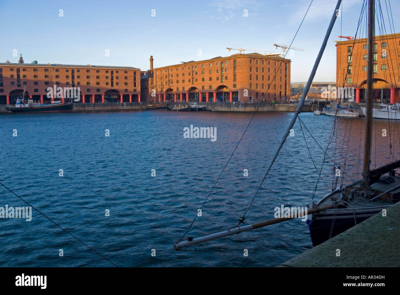 Horizontal Landscape photograph of the Albert Docks in Liverpool. Stock Photo