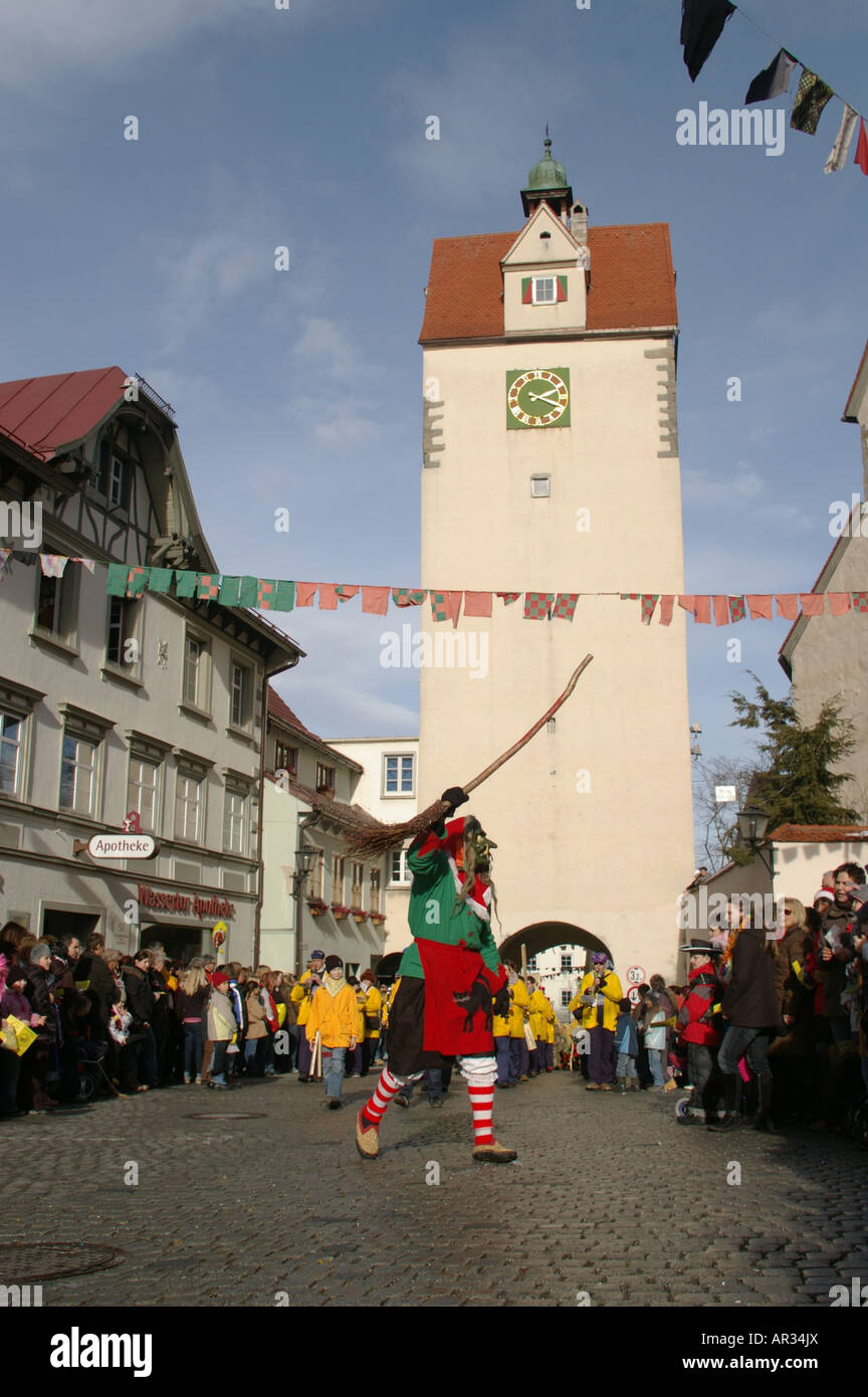 Swabian Alemannic carnival in Isny South Germany Schwäbisch Alemannische Fastnacht in Isny im Allgäu Fasching Fastnacht or Fasne Stock Photo