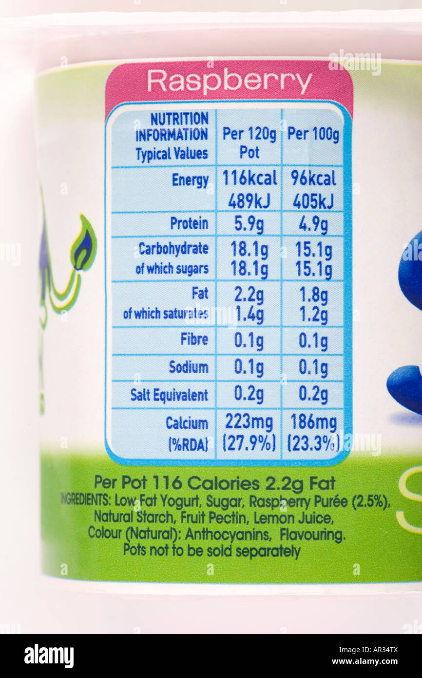 Yoghurt Nutrition Label Stock Photos & Yoghurt Nutrition Label Stock