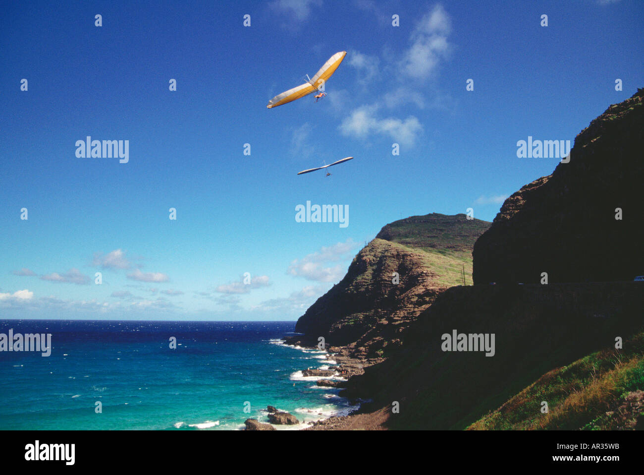 Hangglider at Makapuu Oahu Hawaii Stock Photo