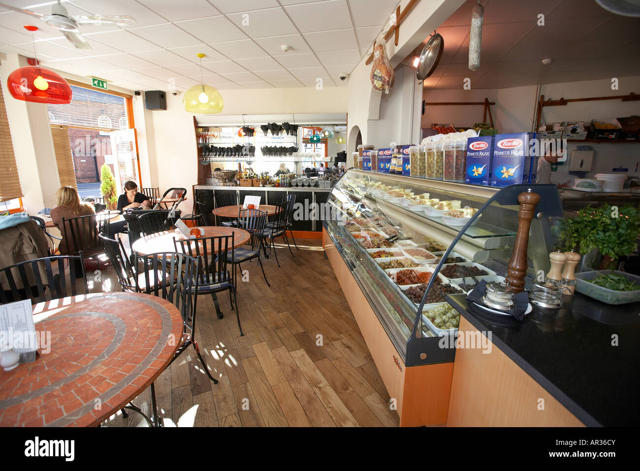 October 2007 Relaxing in Luciano s delicatessen and cafe the Weir Hessle near Kingston upon Hull East Yorkshire UK Stock Photo
