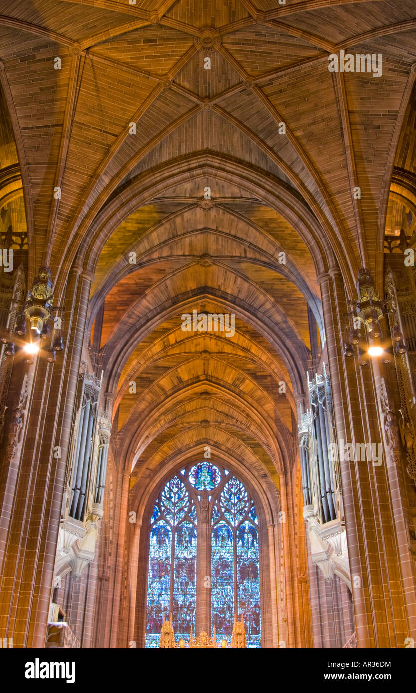 Inside Detail of the Anglican Cathedral Church of Christ in Liverpool Stock Photo