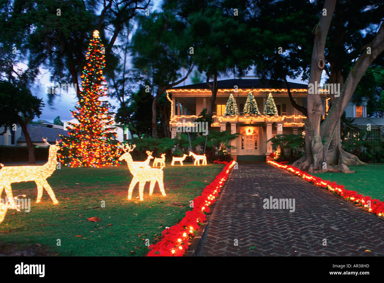 Christmas lights Washington Place Honolulu Hawaii Stock Photo Alamy