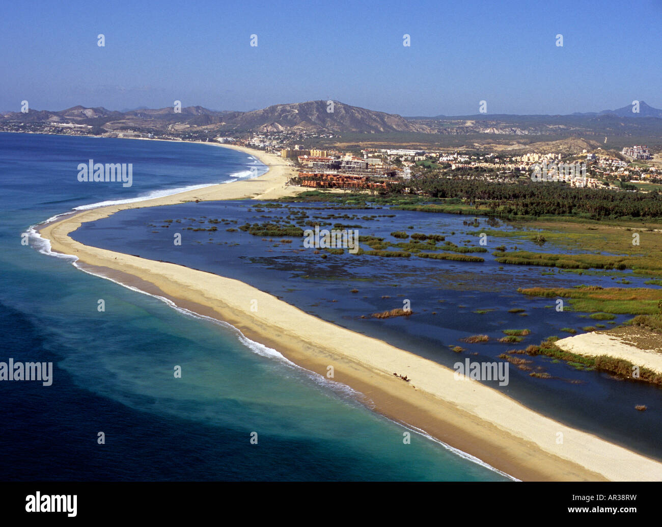 The mouth of the San José estuary, near San José del Cabo, Los Cabos, Baja California Sur, Mexico Stock Photo