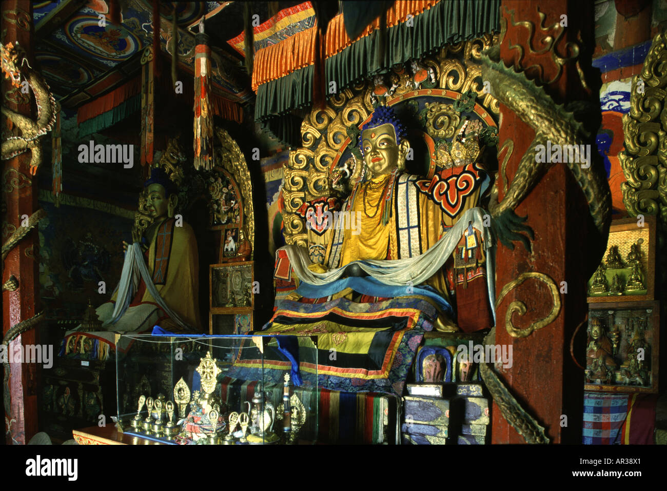 Buddha Statue, Karakorum, old capital of the Mongolian Empire founded by Genghis Khan, Karakorum, Mongolia, Asia Stock Photo