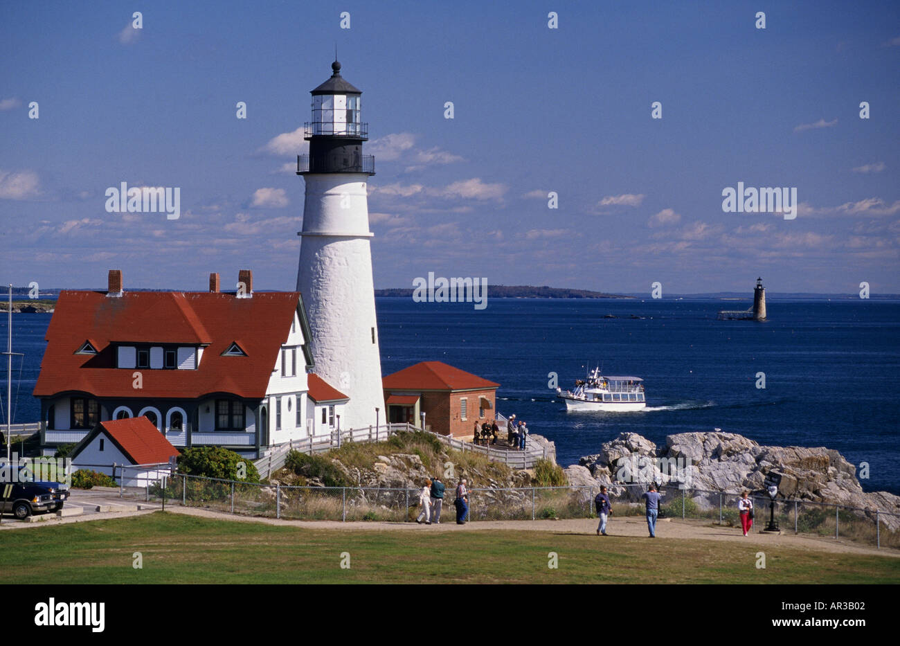 Maine Portland Head Lighthouse tour boat Stock Photo Alamy