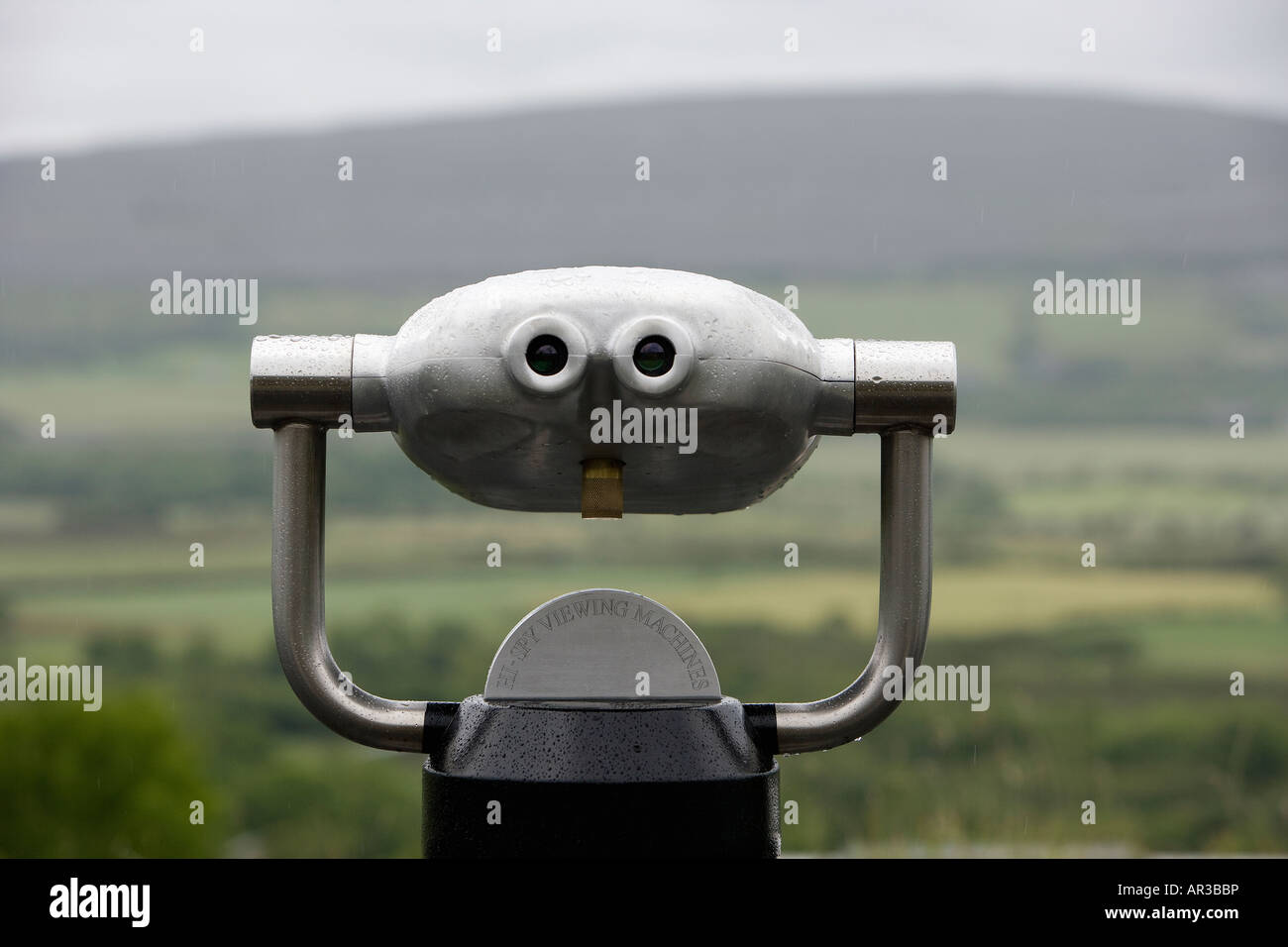 Coin operated viewfinder overlooking the Irish countryside. Stock Photo