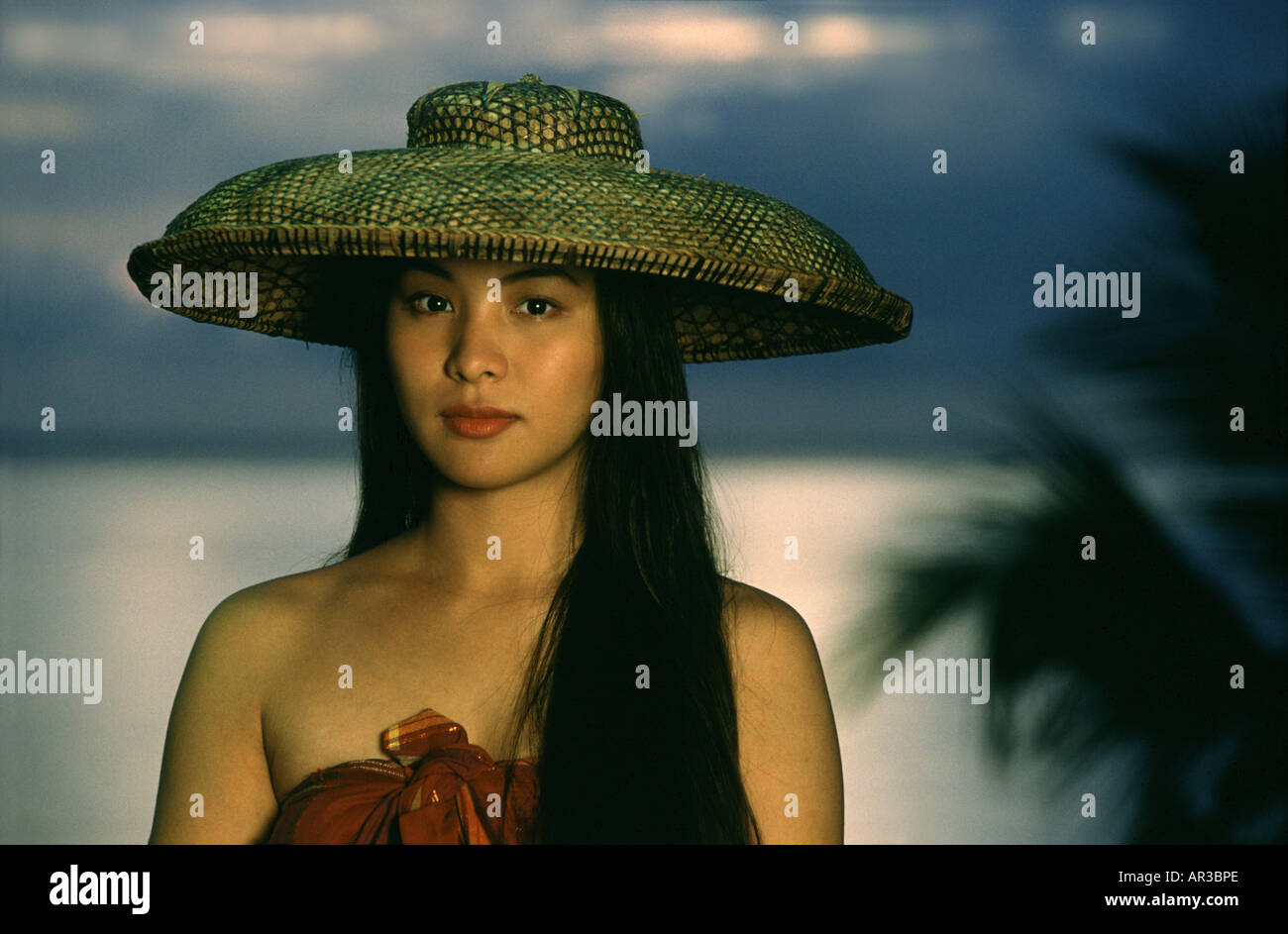 Young woman wearing a hat, Bohol Island, Visayas, Philippines, Asia Stock Photo