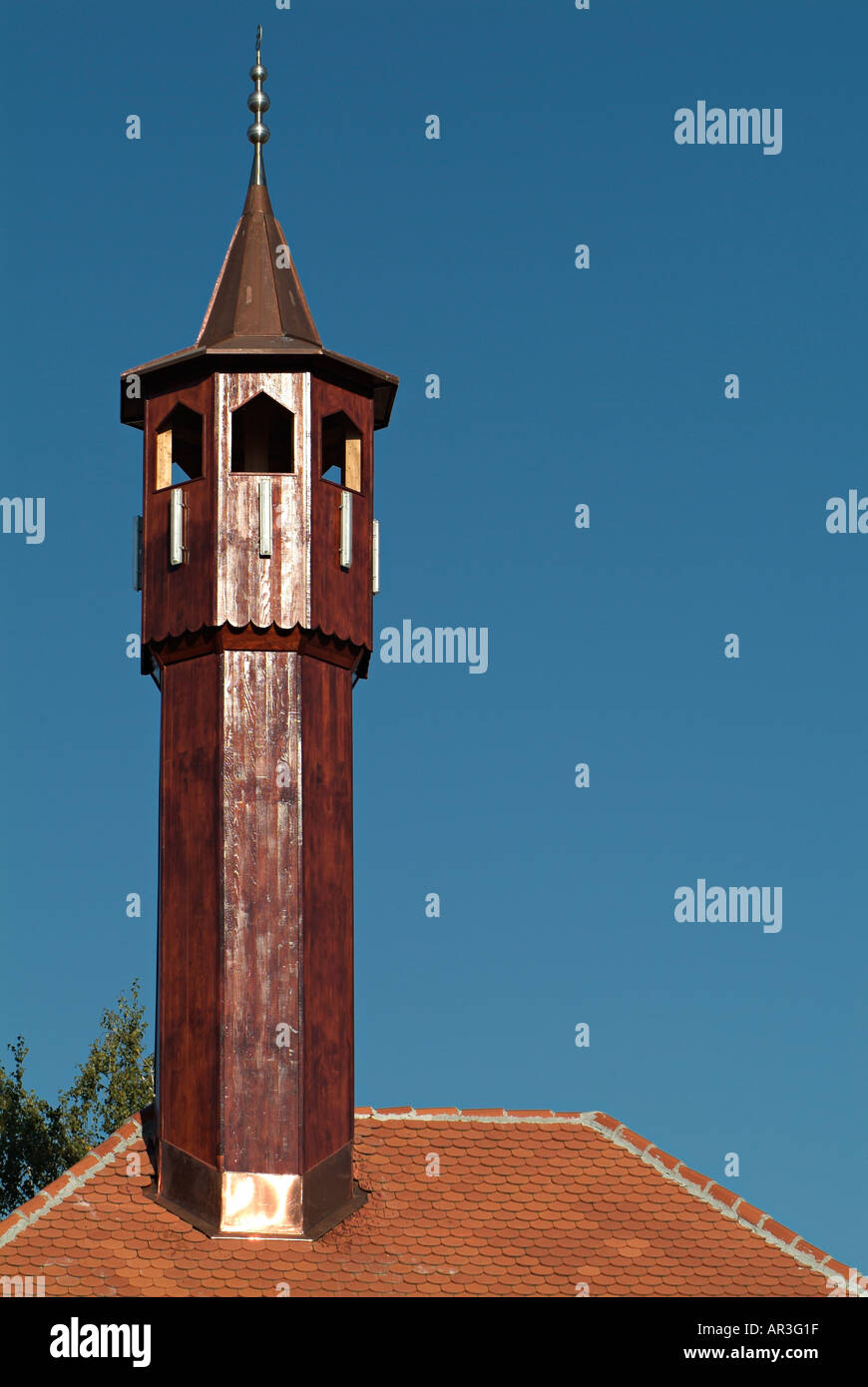 Wooden Minaret on a Mosque in Banja Luka Bosnia Herzegovina Stock Photo