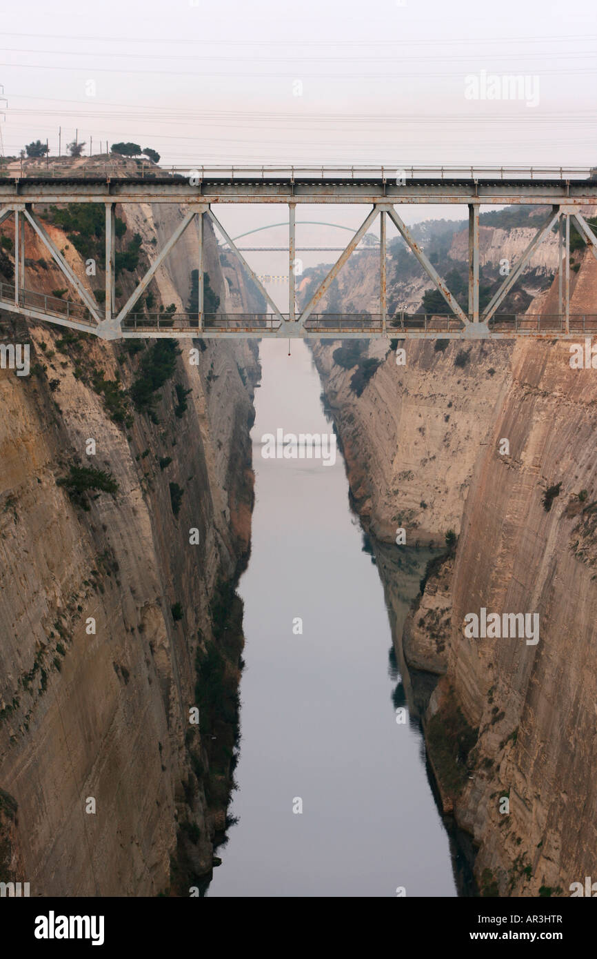 canal of corinth train and car bridges greece landmarks and