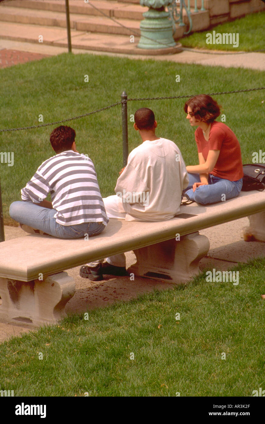 Friends age 19 hanging out at Columbia University. New York New York USA Stock Photo