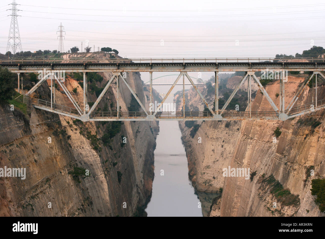 canal of corinth train and car bridges greece landmarks and