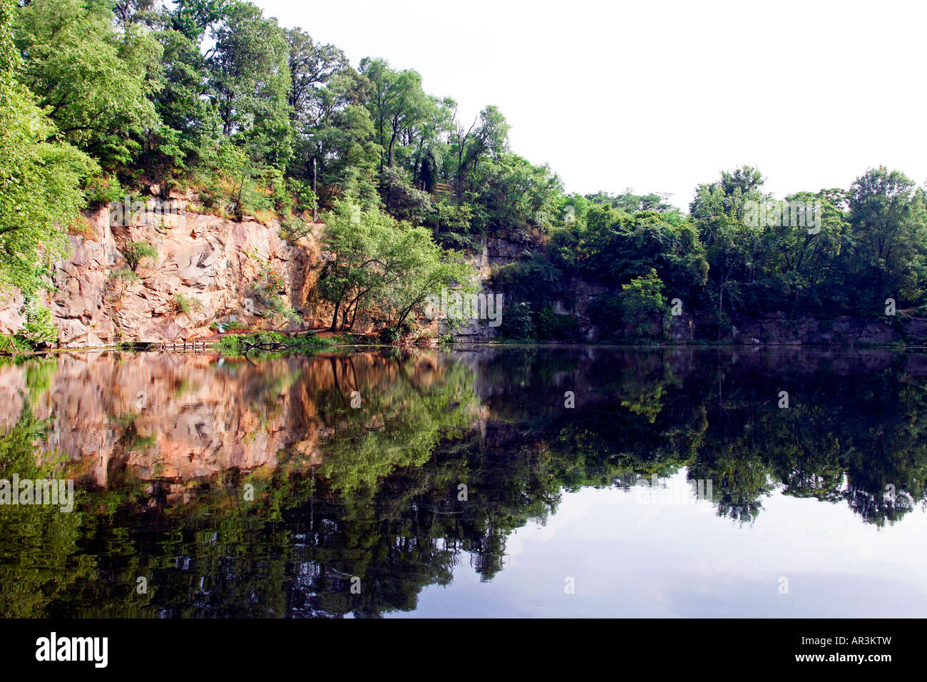Lake with reflections of the trees in the water Stock Photo - Alamy