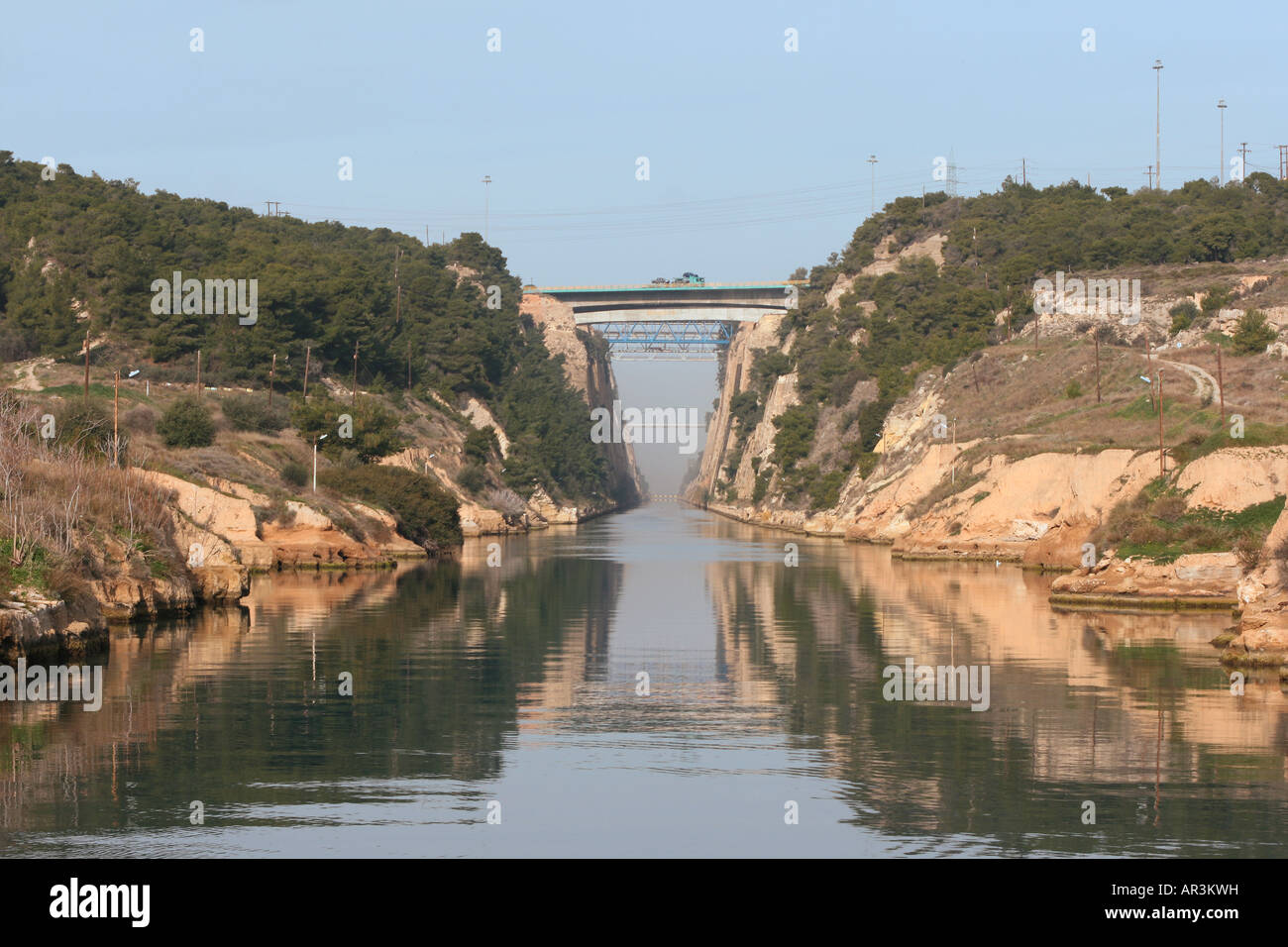 canal of corinth train and car bridges greece landmarks and