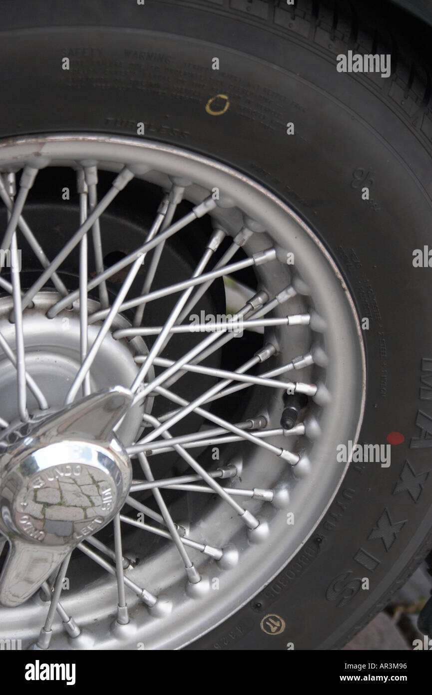 rim of Triumph oldtimer car with chrome spokes Stock Photo - Alamy